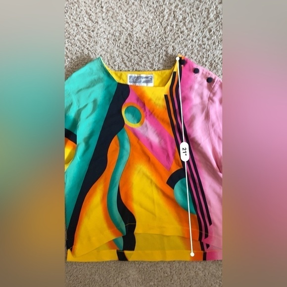 Pat Argenti Vintage 1980’s 100% Silk Blouse size L - Picture 6 of 7